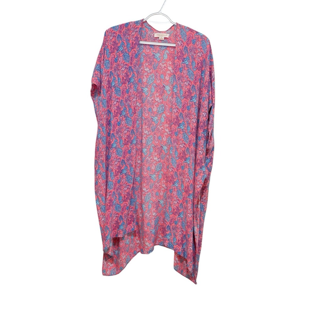 Simply Southern Kimono Womens One Size Pink Seahorse‎ Print Lightweight Cover Up